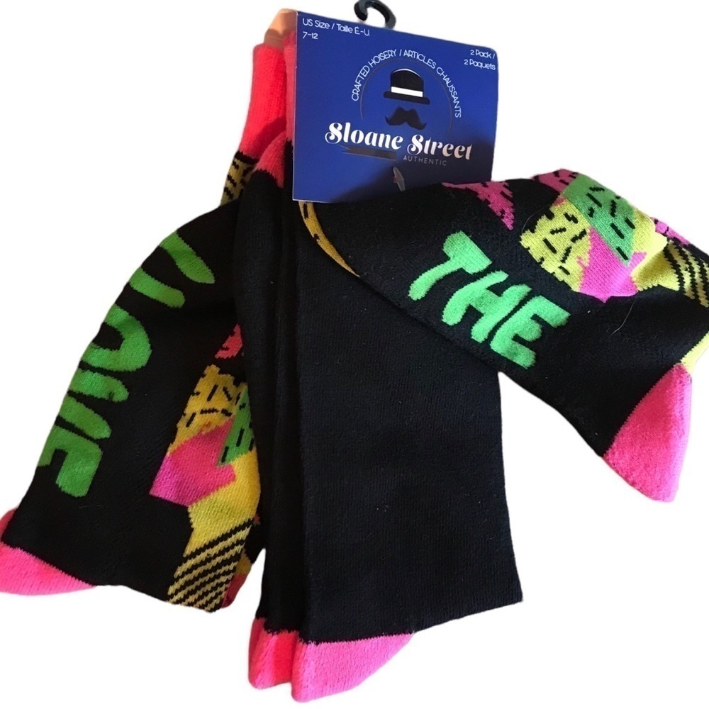 I Love The 80’s Geometric Highlighter Bright Socks New